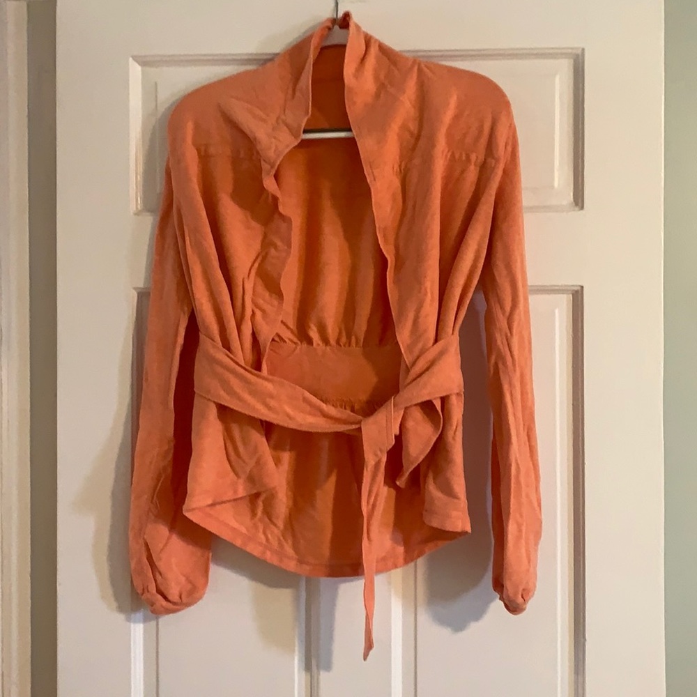Lululemon orange tie front cardigan